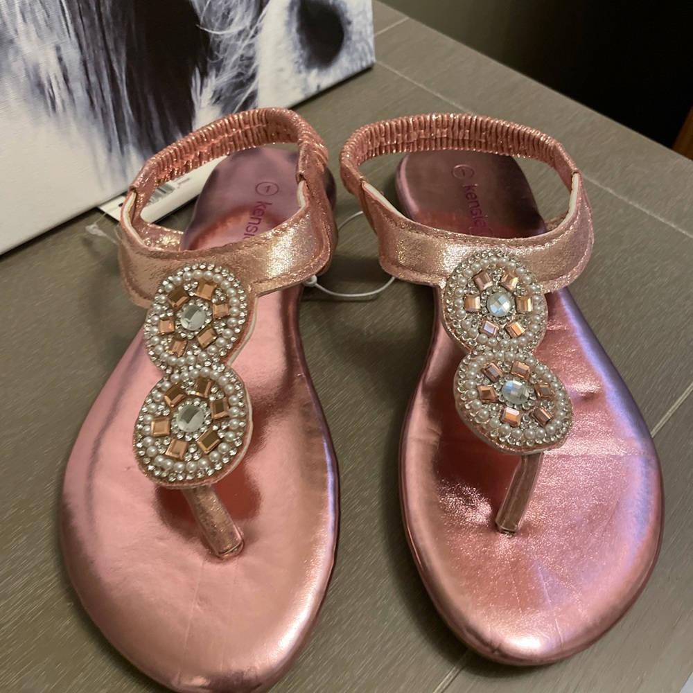 NWT Kensie Girl Sandal Size 1 Pink Shine - Picture 10 of 14